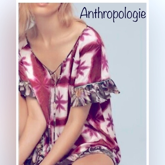 Anthropologie Coastal Cowgirl Blooms Hawaiian Chemise Boho tunic dress size Med - Picture 2 of 11